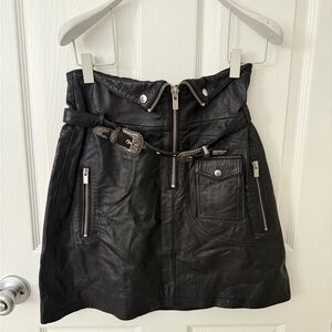 THE KOOPLES SKIRT MOTO SKIRT WITH BELT